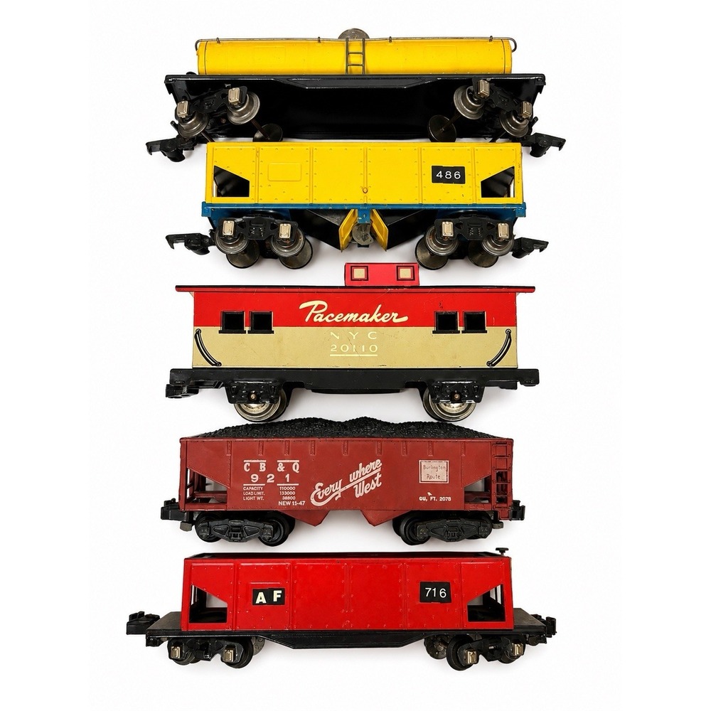 American Flyer S Gauge Train Car Lot Tank Crane Tender Caboose Hopper Dump 5Pc